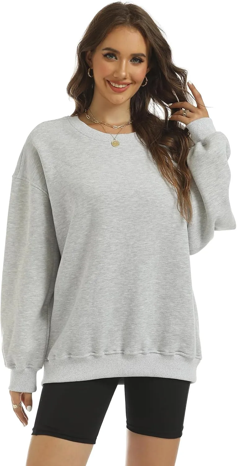 Women's Oversized Casual Long Sleeve Sweatshirt Comfy Hoodies Crewneck Fleece Pullover Sweaters Fall Outfits Clothes