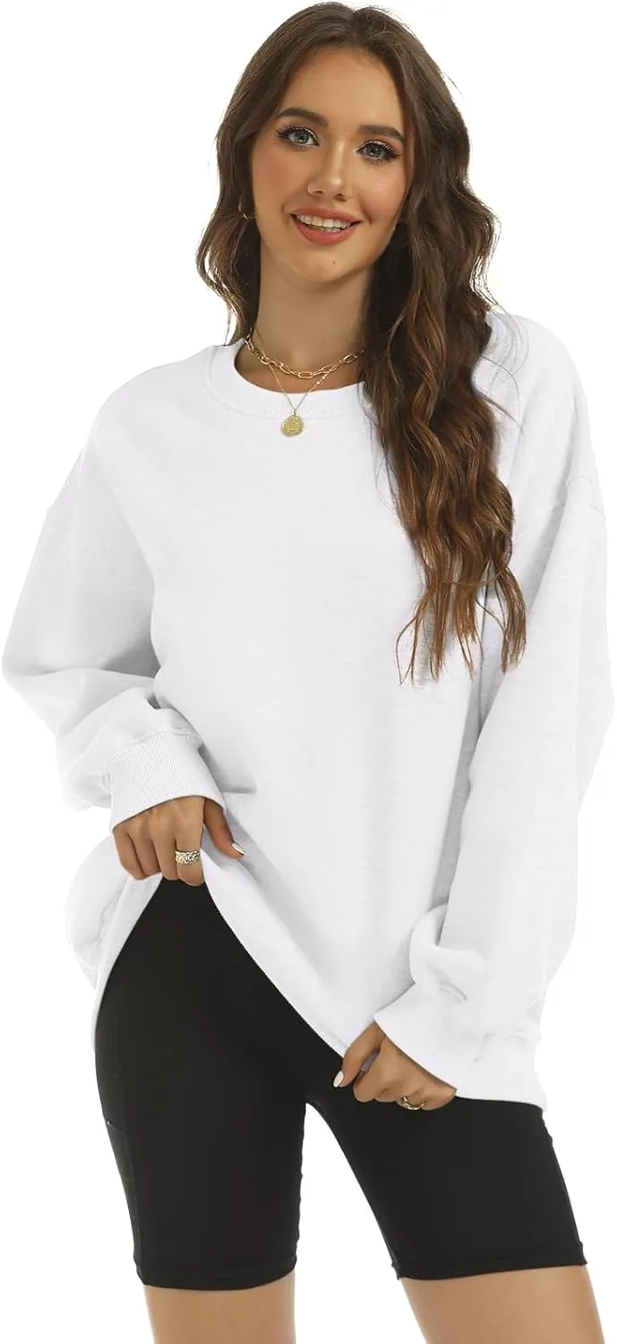 Women's Oversized Casual Long Sleeve Sweatshirt Comfy Hoodies Crewneck Fleece Pullover Sweaters Fall Outfits Clothes