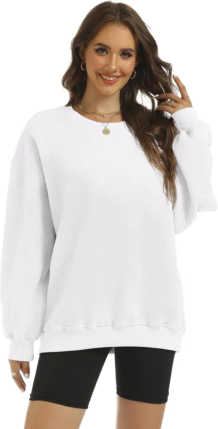 Women's Oversized Casual Long Sleeve Sweatshirt Comfy Hoodies Crewneck Fleece Pullover Sweaters Fall Outfits Clothes