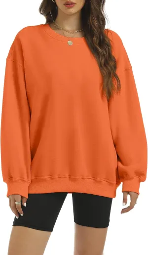 Women's Oversized Casual Long Sleeve Sweatshirt Comfy Hoodies Crewneck Fleece Pullover Sweaters Fall Outfits Clothes
