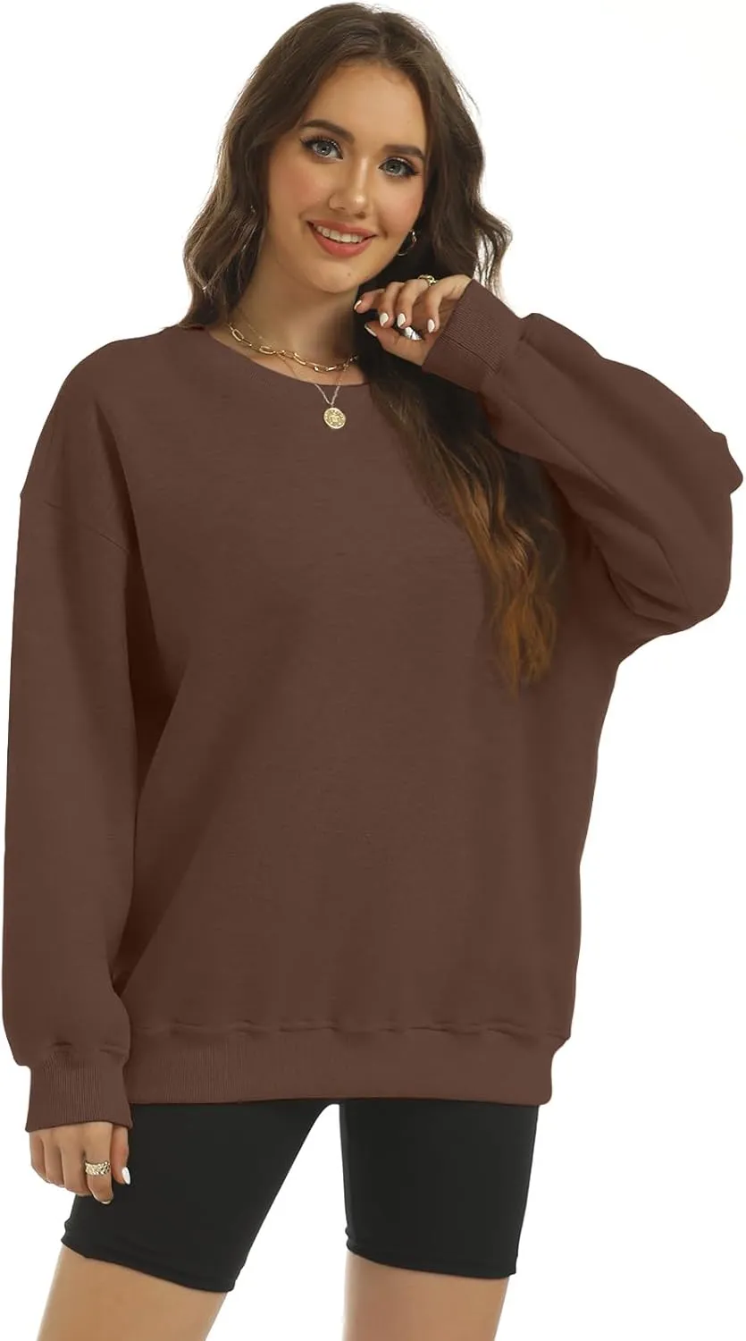 Women's Oversized Casual Long Sleeve Sweatshirt Comfy Hoodies Crewneck Fleece Pullover Sweaters Fall Outfits Clothes