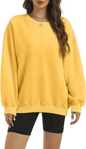 Women's Oversized Casual Long Sleeve Sweatshirt Comfy Hoodies Crewneck Fleece Pullover Sweaters Fall Outfits Clothes