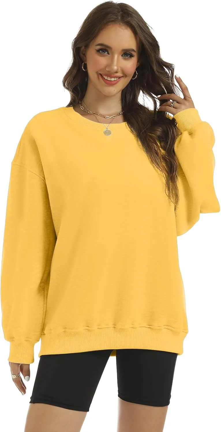 Women's Oversized Casual Long Sleeve Sweatshirt Comfy Hoodies Crewneck Fleece Pullover Sweaters Fall Outfits Clothes