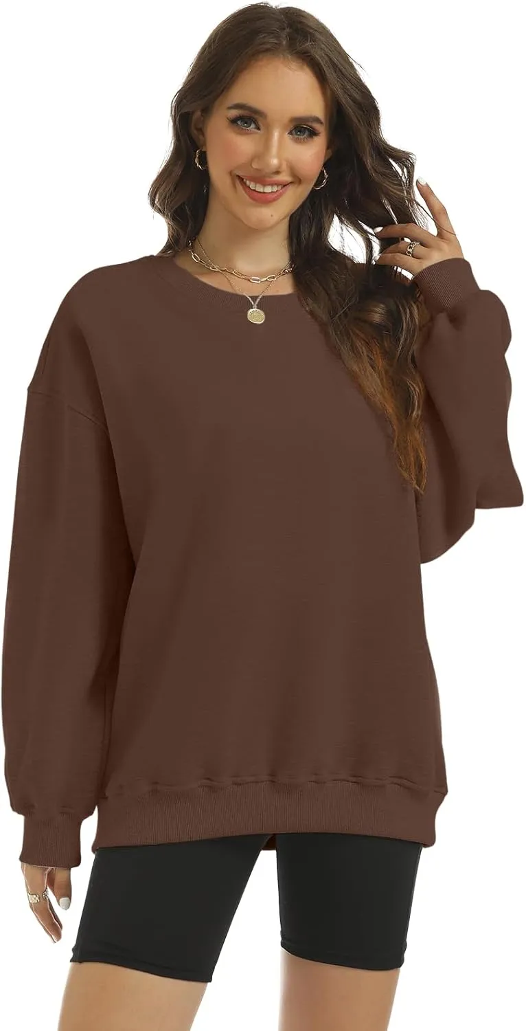 Women's Oversized Casual Long Sleeve Sweatshirt Comfy Hoodies Crewneck Fleece Pullover Sweaters Fall Outfits Clothes