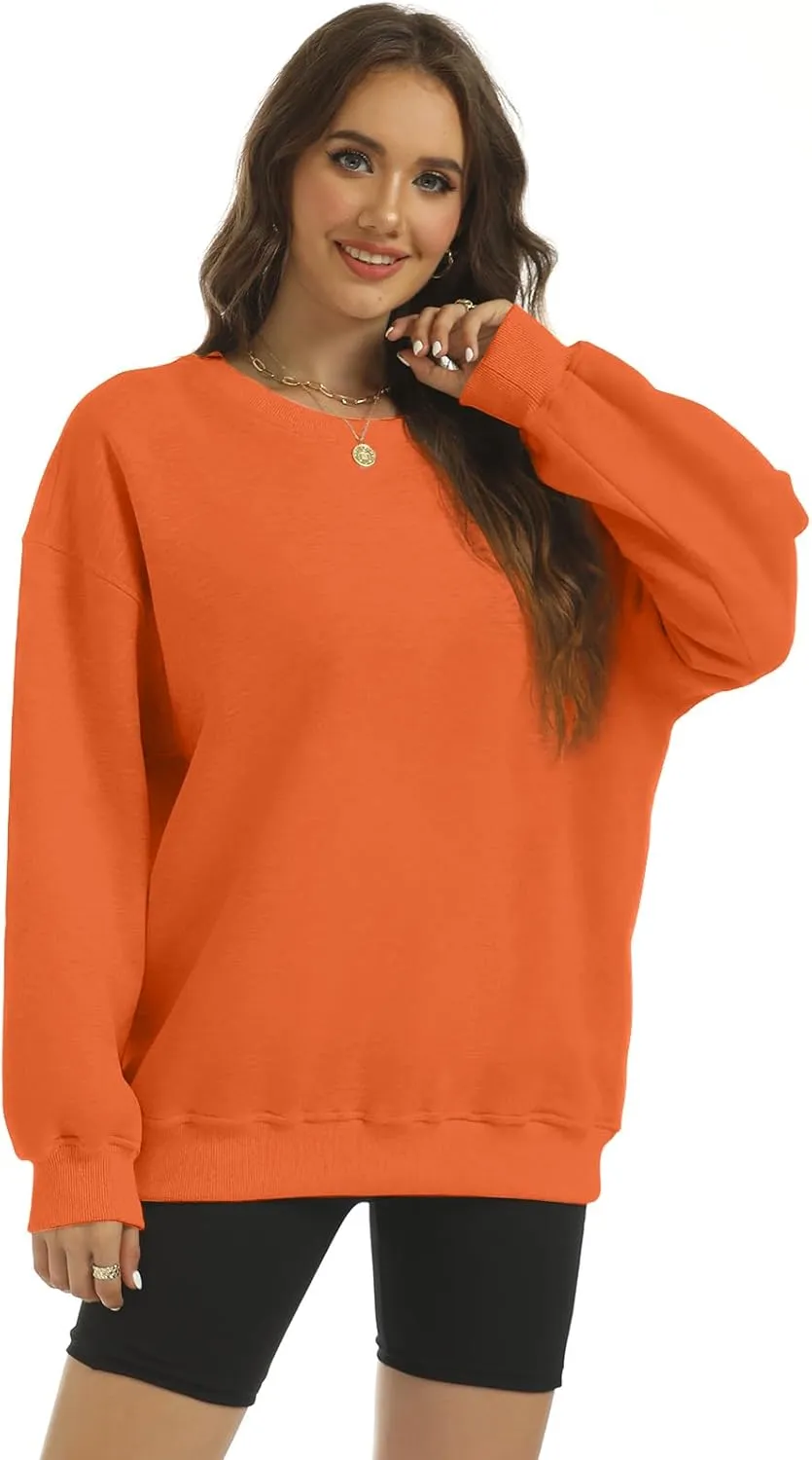Women's Oversized Casual Long Sleeve Sweatshirt Comfy Hoodies Crewneck Fleece Pullover Sweaters Fall Outfits Clothes
