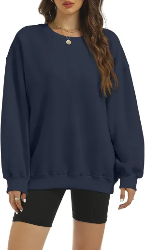 Women's Oversized Casual Long Sleeve Sweatshirt Comfy Hoodies Crewneck Fleece Pullover Sweaters Fall Outfits Clothes