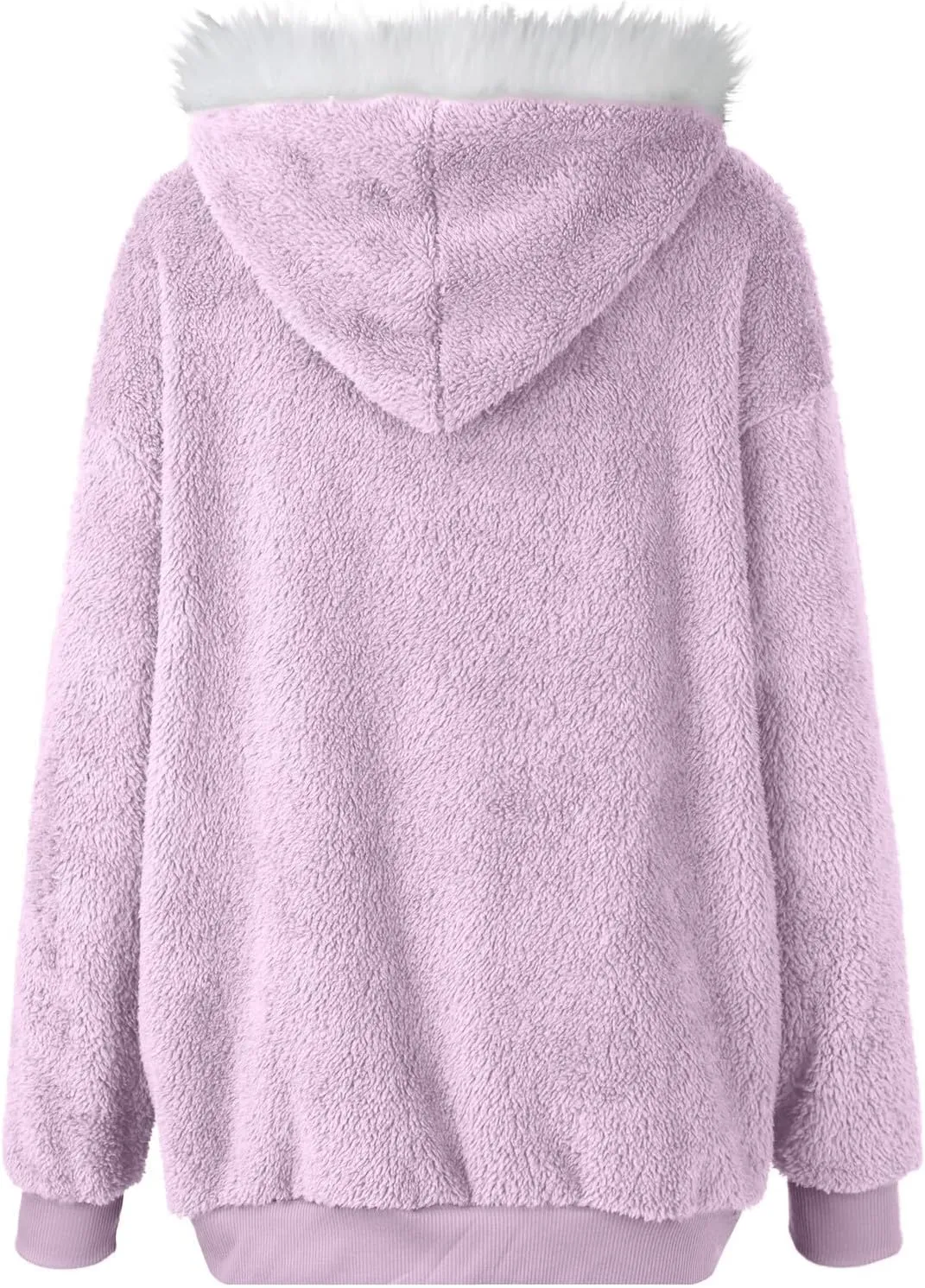 Womens Oversized Fleece Hoodie Sherpa Jacket Full Zip Up Fuzzy Hooded Coats Shaggy Warm Winter Outerwear with Pockets