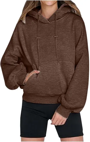 Womens Oversized Hoodies Long Sleeve Sweatshirt Casual Solid Sweaters Comfy Fall Outfits Teen Girls Preppy