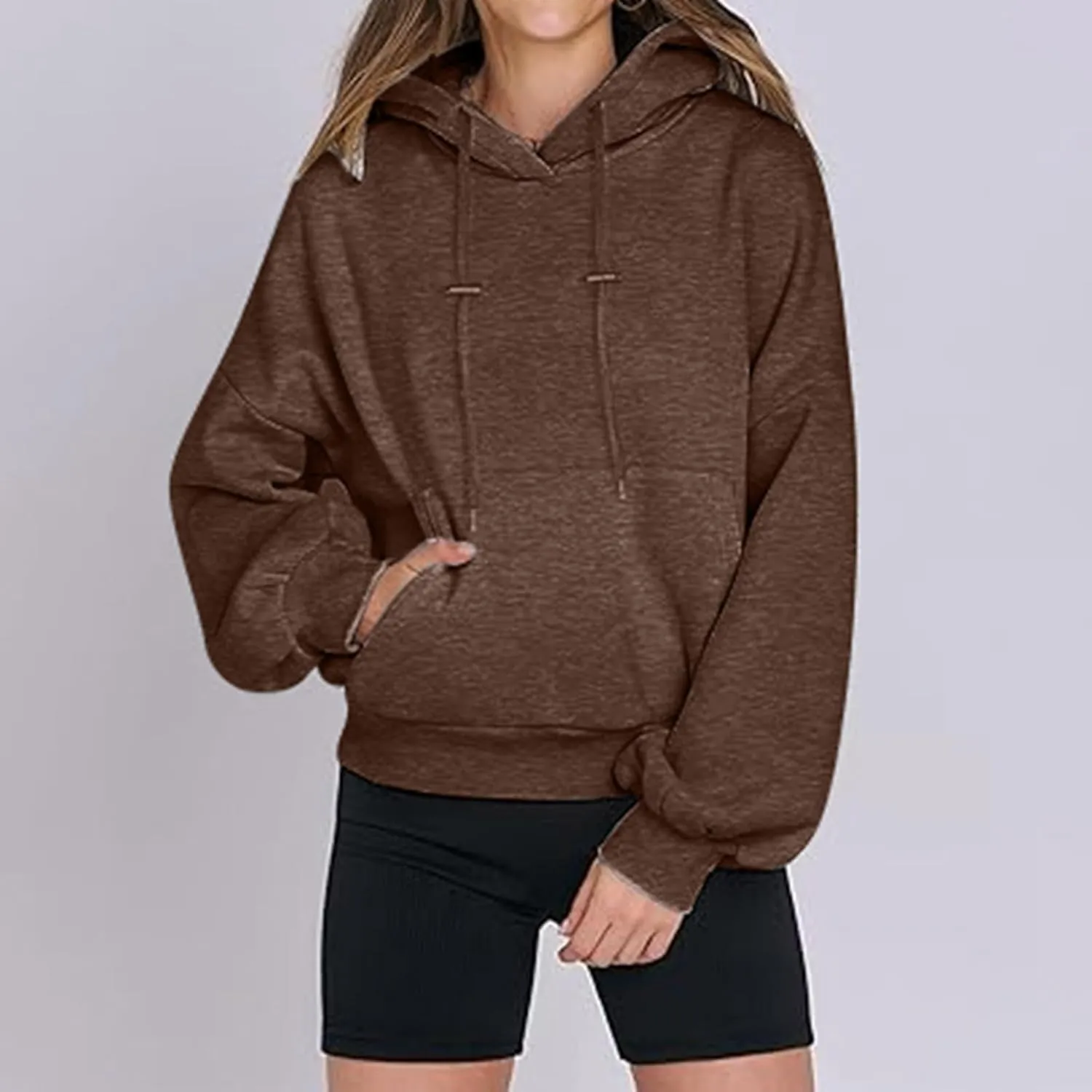 Womens Oversized Hoodies Long Sleeve Sweatshirt Casual Solid Sweaters Comfy Fall Outfits Teen Girls Preppy