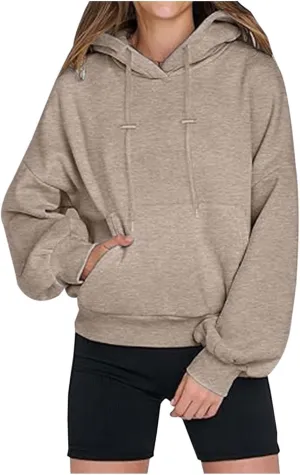 Womens Oversized Hoodies Long Sleeve Sweatshirt Casual Solid Sweaters Comfy Fall Outfits Teen Girls Preppy