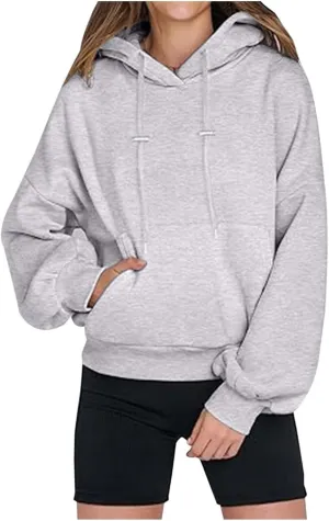 Womens Oversized Hoodies Long Sleeve Sweatshirt Casual Solid Sweaters Comfy Fall Outfits Teen Girls Preppy
