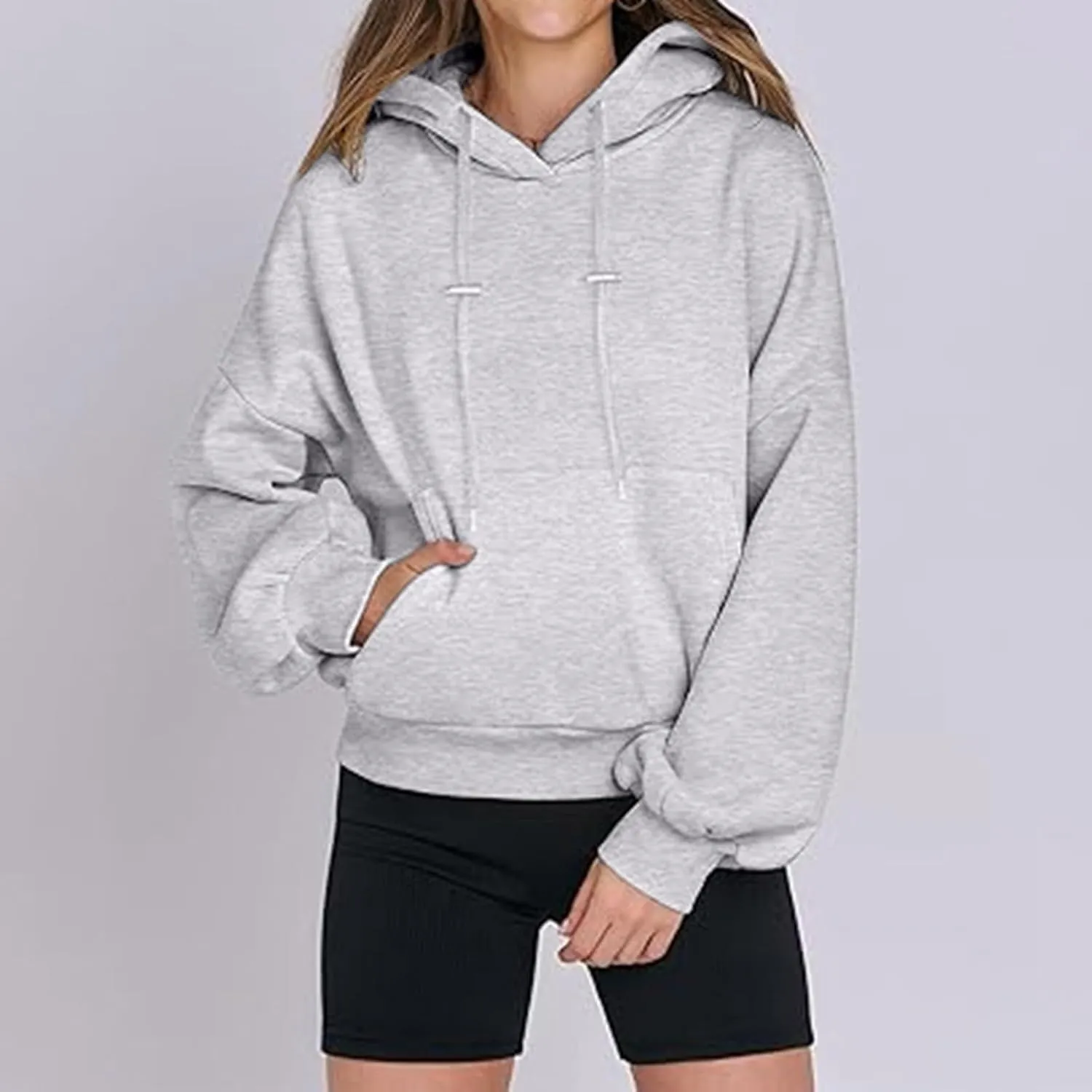 Womens Oversized Hoodies Long Sleeve Sweatshirt Casual Solid Sweaters Comfy Fall Outfits Teen Girls Preppy