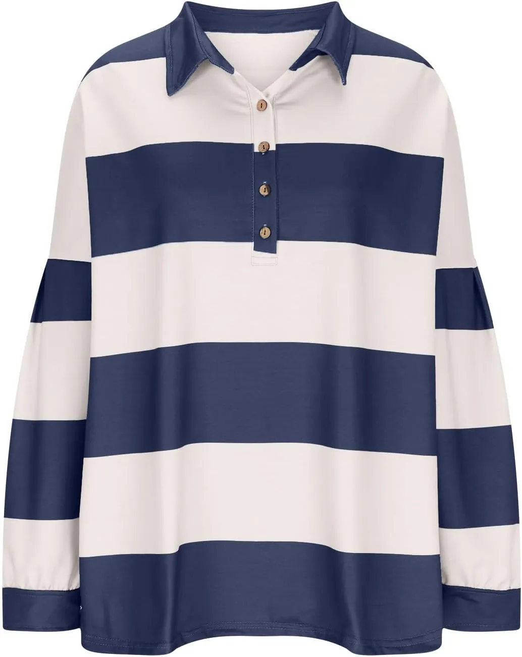 Women's Oversized Sweatshirt Button Striped Graphic Print Pullover Tops Casual Comfy Fashion Sweatshirts