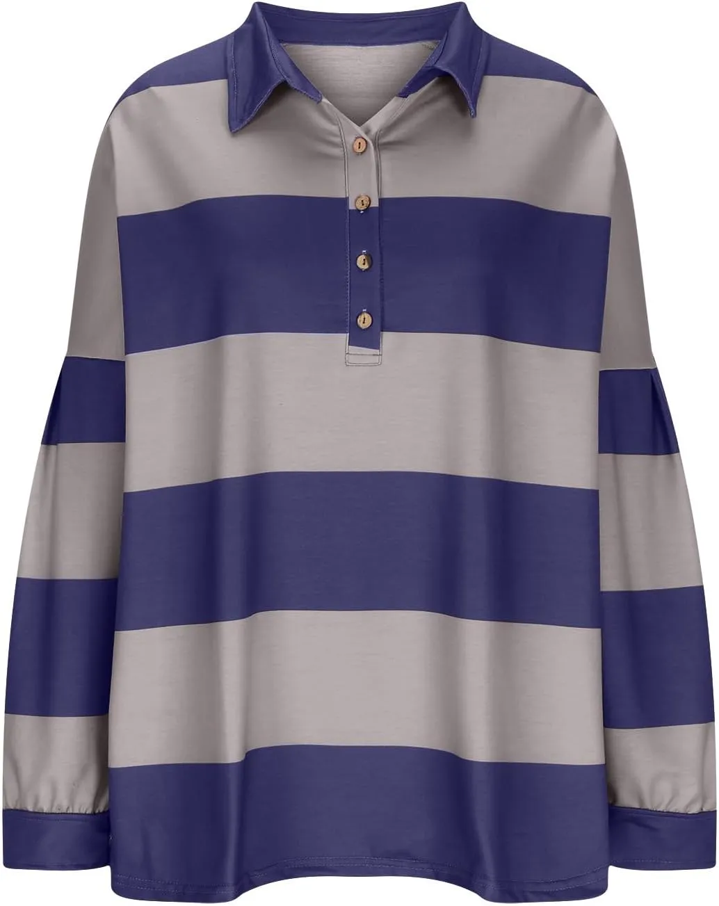 Women's Oversized Sweatshirt Button Striped Graphic Print Pullover Tops Casual Comfy Fashion Sweatshirts