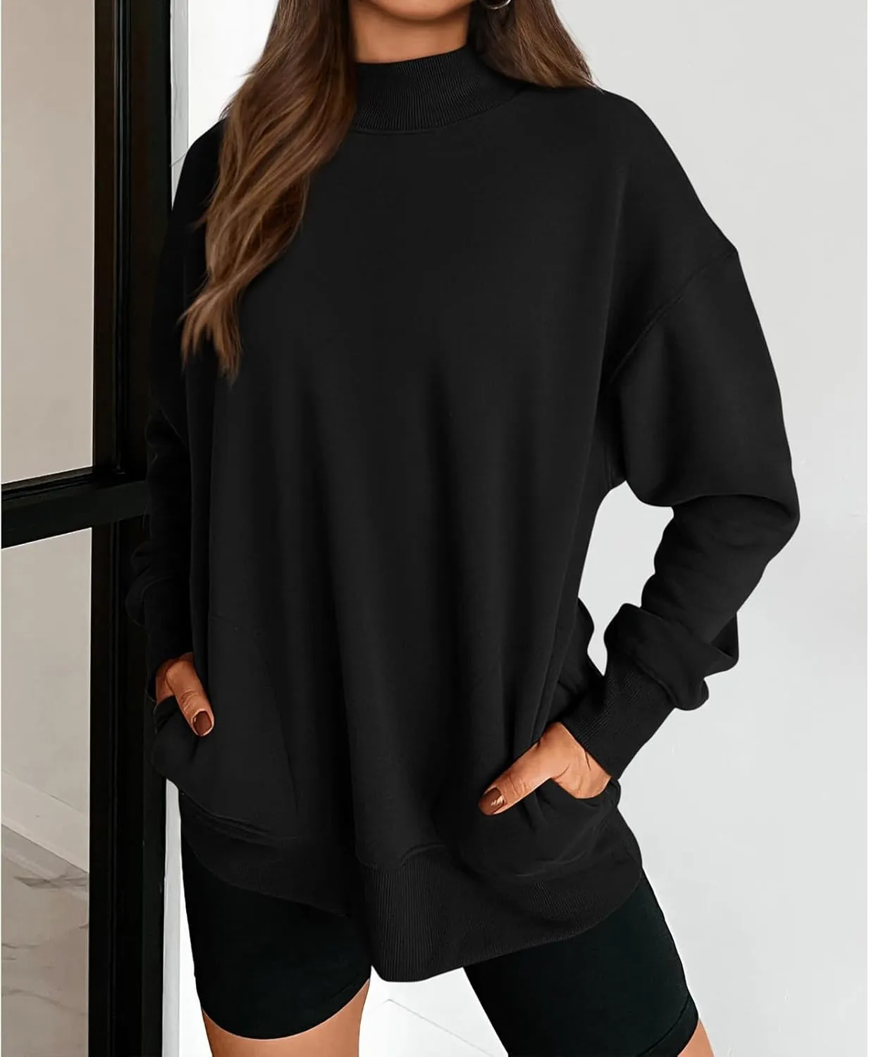 Womens Oversized Sweatshirts Casual Solid Tops Crew Neck Loose Pullover Sweaters Comfy Fashion Fall 2024 Clothes