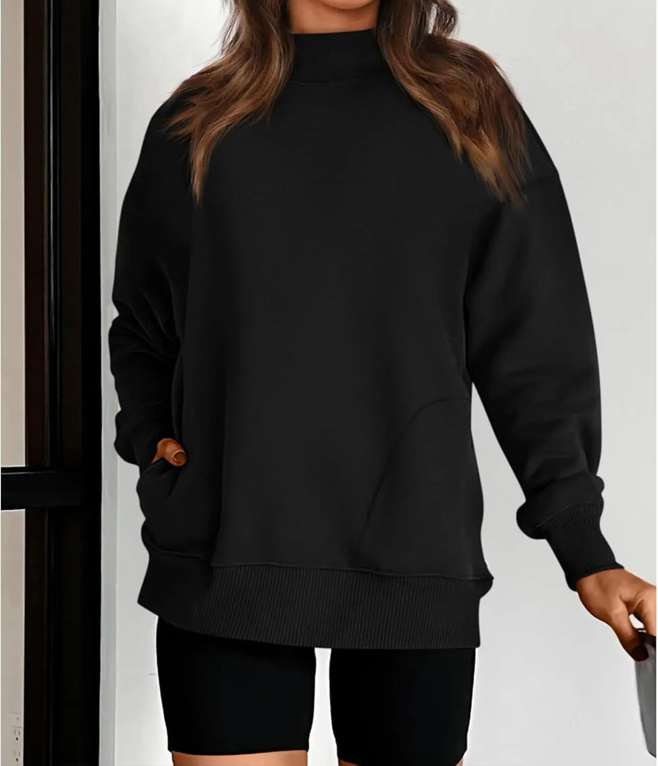 Womens Oversized Sweatshirts Casual Solid Tops Crew Neck Loose Pullover Sweaters Comfy Fashion Fall 2024 Clothes