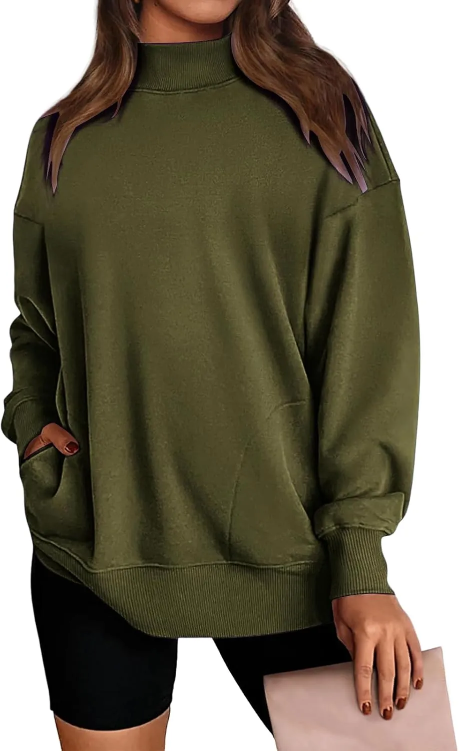 Womens Oversized Sweatshirts Casual Solid Tops Crew Neck Loose Pullover Sweaters Comfy Fashion Fall 2024 Clothes