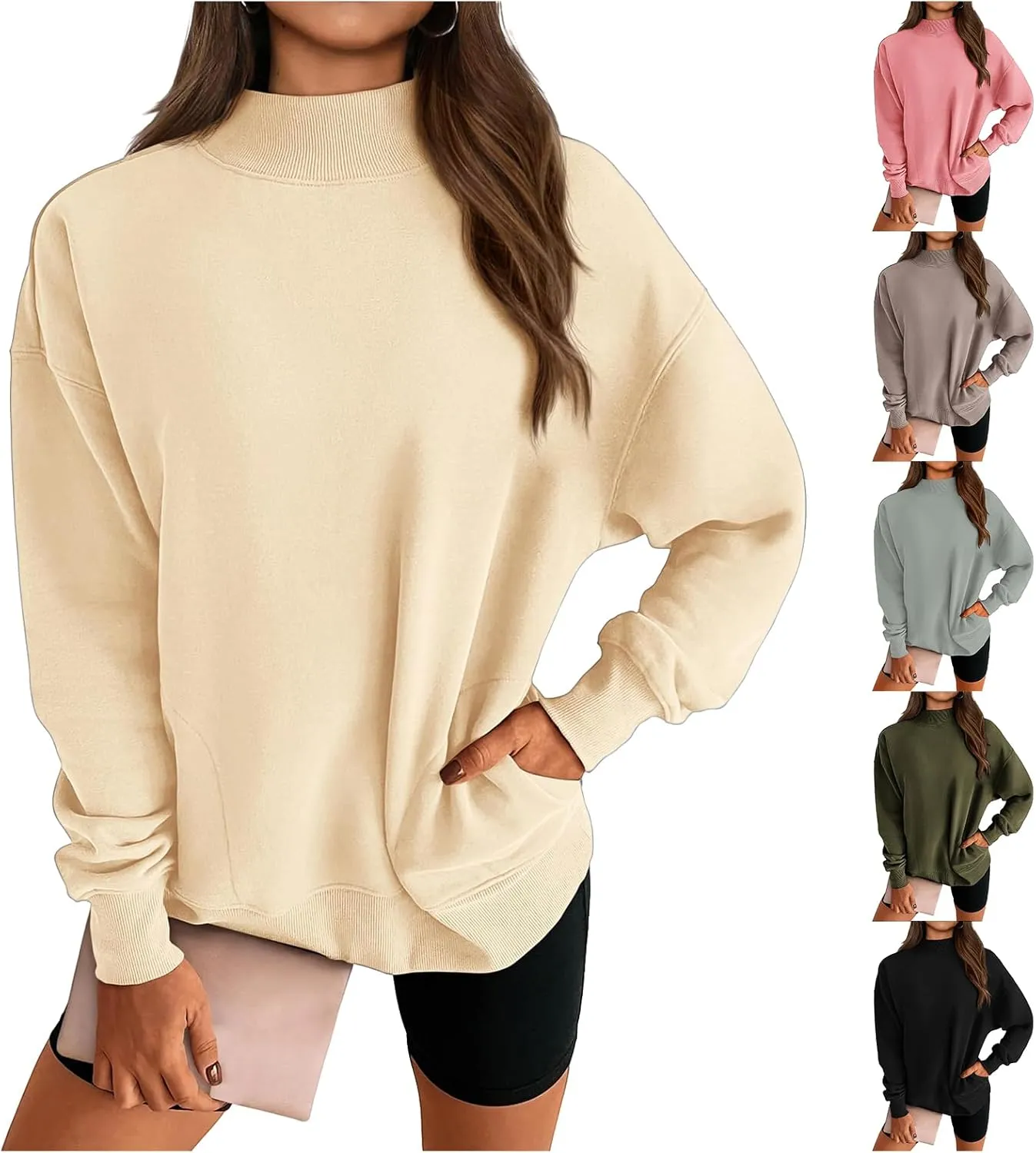 Womens Oversized Sweatshirts Casual Solid Tops Crew Neck Loose Pullover Sweaters Comfy Fashion Fall 2024 Clothes