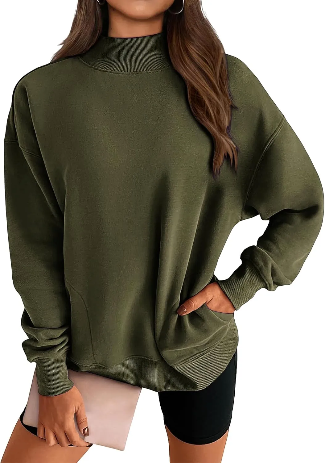 Womens Oversized Sweatshirts Casual Solid Tops Crew Neck Loose Pullover Sweaters Comfy Fashion Fall 2024 Clothes