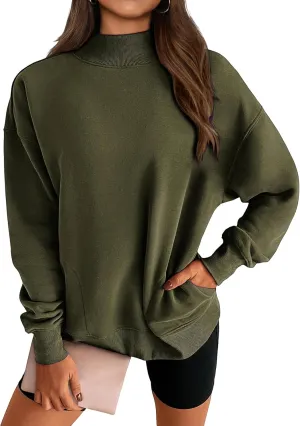 Womens Oversized Sweatshirts Casual Solid Tops Crew Neck Loose Pullover Sweaters Comfy Fashion Fall 2024 Clothes