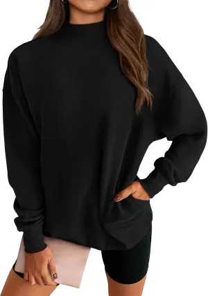 Womens Oversized Sweatshirts Casual Solid Tops Crew Neck Loose Pullover Sweaters Comfy Fashion Fall 2024 Clothes