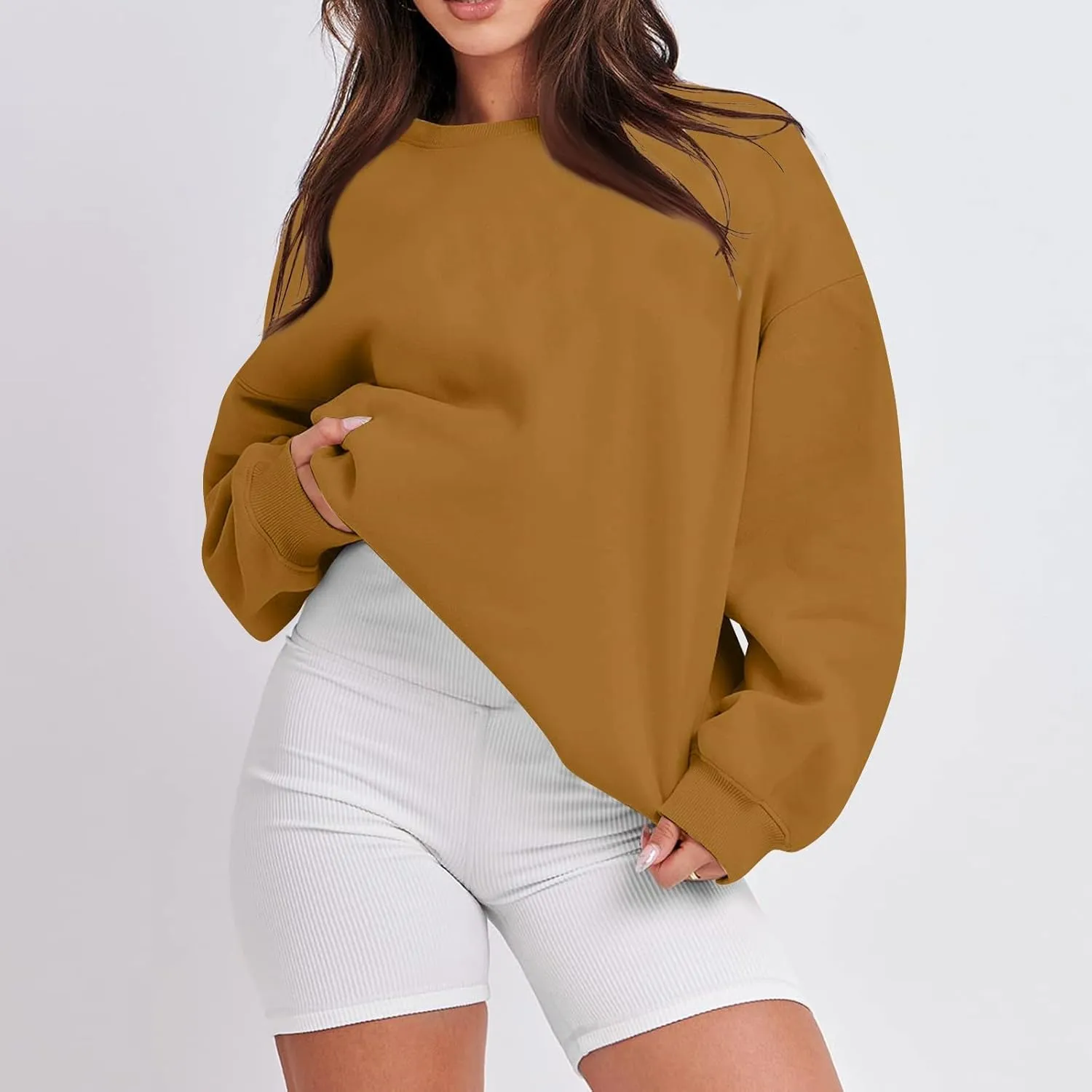 Womens Oversized Sweatshirts Long Sleeve Crewneck Hoodie Casual Comfy Pullover Sweaters Trendy Fall Clothes