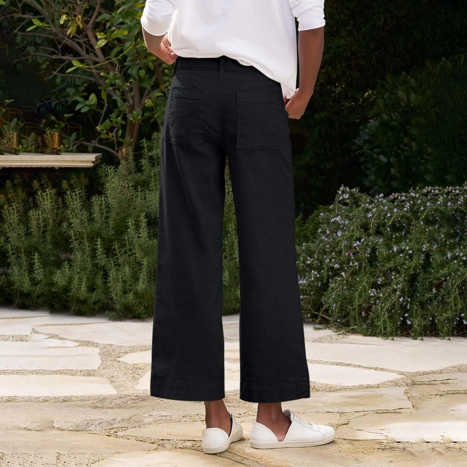 Women's Pants, Straight Leg Linen Peasant Pants Casual Sweatpants Wide Stretchy Trendy