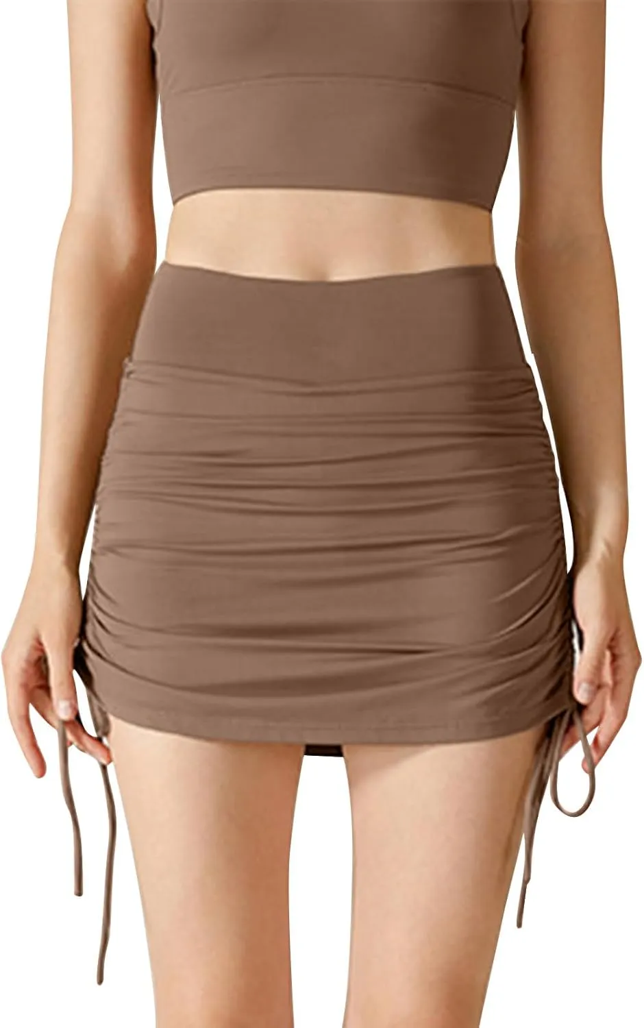 Womens Pencil Skirts Athletic High Waist Tie Knot Bodycon Tennis Skorts Casual Yoga Mini Work Skirts Fitness Clothes