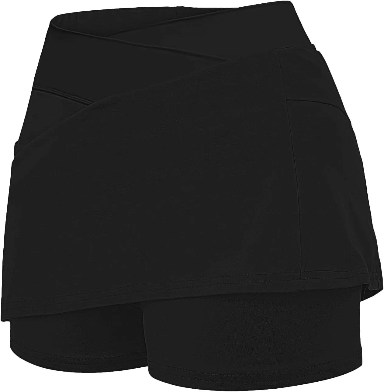 Women's Pleated Skirts Summer Sports Loose Trendy Drawstring Solid Color Yoga Fitness Tennis Skirt Plus Size, S-5XL