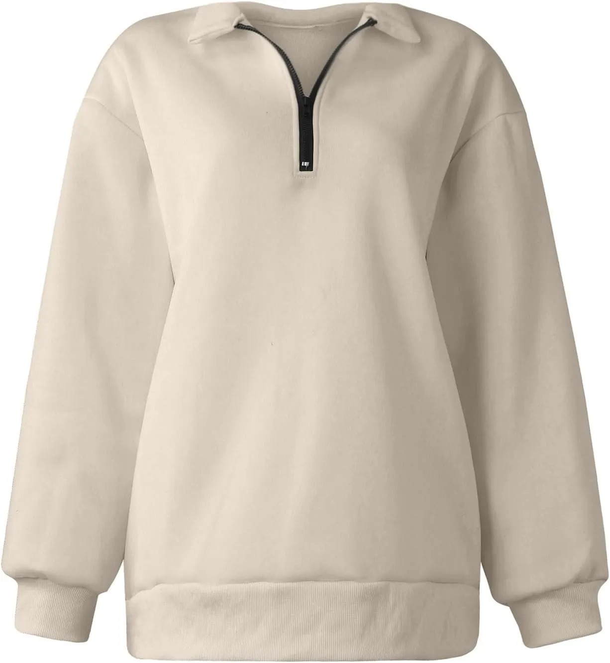 Womens Quarter Zip Trendy Sweatshirts Plain Oversized Long Sleeve Loose Fit Casual Pullover Tops Fall Y2K Clothes
