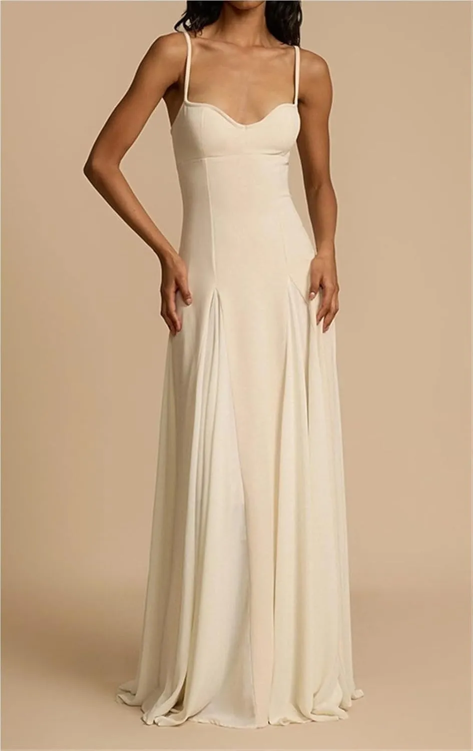 Women's Sexy Sleeveless Slip Dresses Low Cut Hem Panelled Long Skirt Casual High-Waisted Tight Flowing Slip Dress-2025