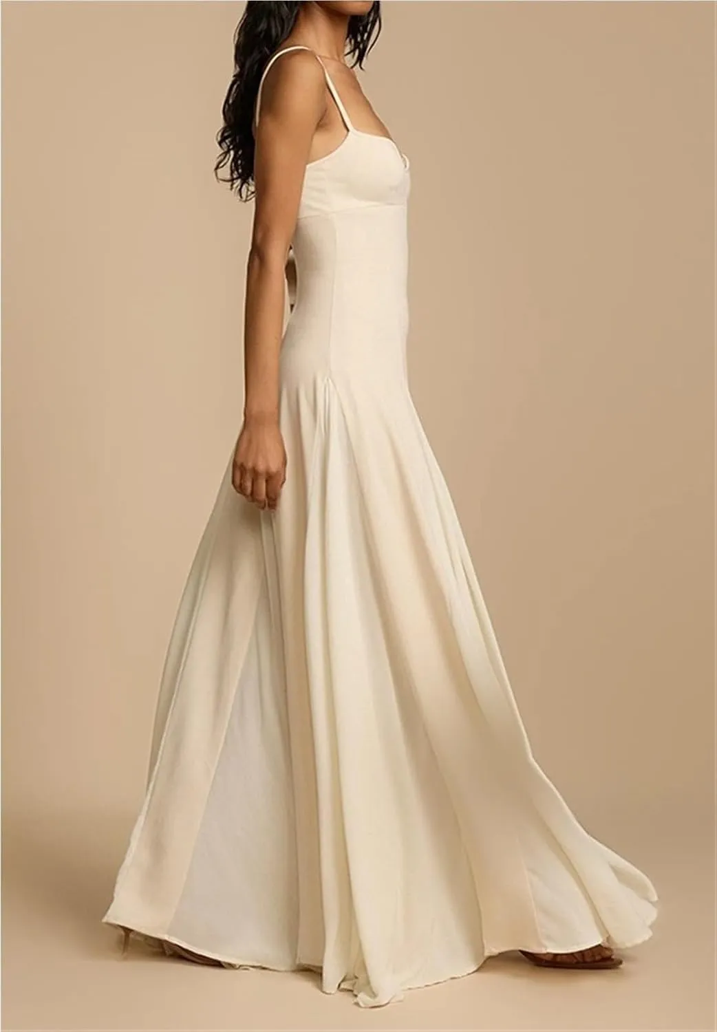 Women's Sexy Sleeveless Slip Dresses Low Cut Hem Panelled Long Skirt Casual High-Waisted Tight Flowing Slip Dress-2025