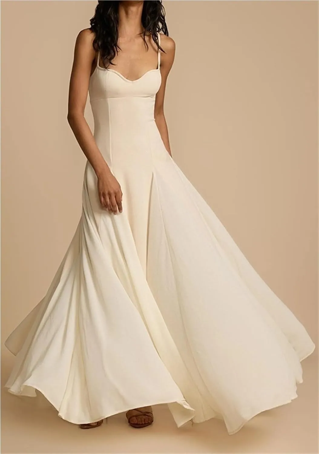 Women's Sexy Sleeveless Slip Dresses Low Cut Hem Panelled Long Skirt Casual High-Waisted Tight Flowing Slip Dress-2025