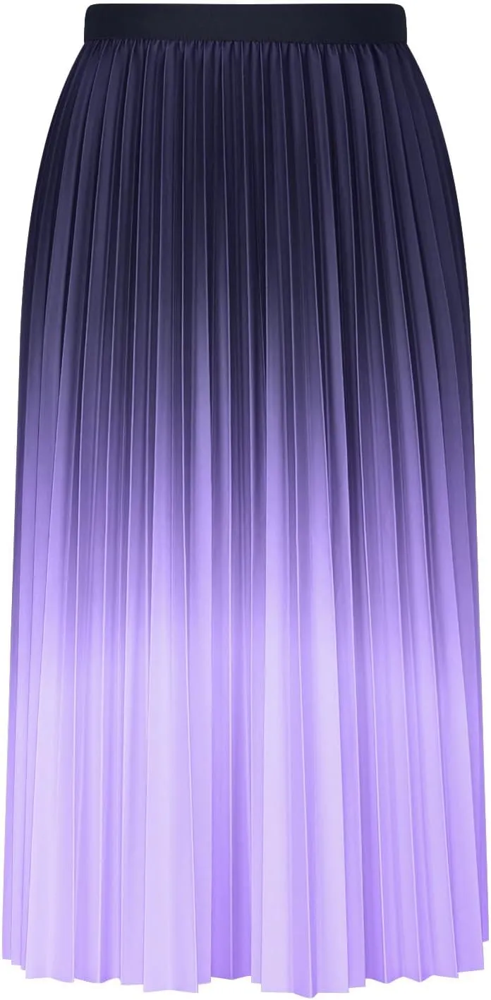 Womens Skirts midi Length Elegant Pleated Midi Skirt Fashion High Waisted Flowy Skirt Gradient Color Half Skirts