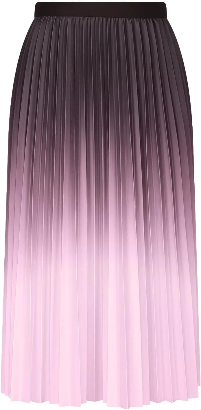 Womens Skirts midi Length Elegant Pleated Midi Skirt Fashion High Waisted Flowy Skirt Gradient Color Half Skirts
