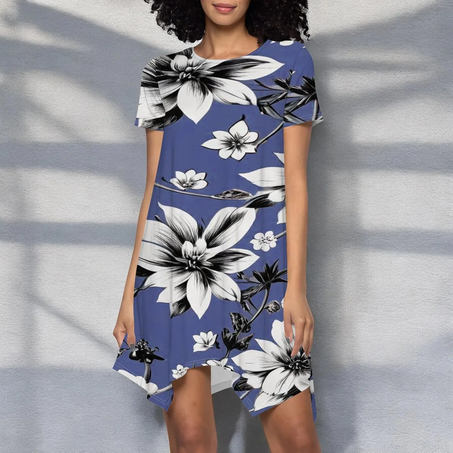 Women's Summer Casual T-Shirt Dress Loose Swing Shirt Short Sleeve Sexy Flowing Short Skirt with Leggings