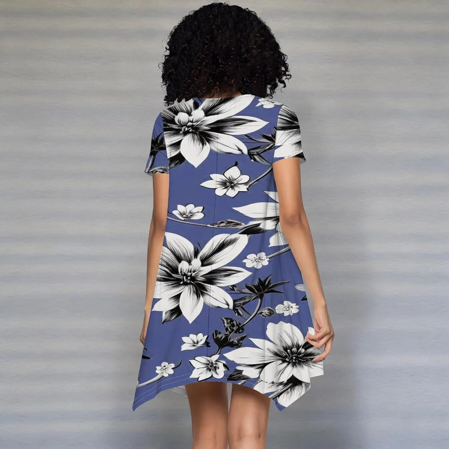 Women's Summer Casual T-Shirt Dress Loose Swing Shirt Short Sleeve Sexy Flowing Short Skirt with Leggings