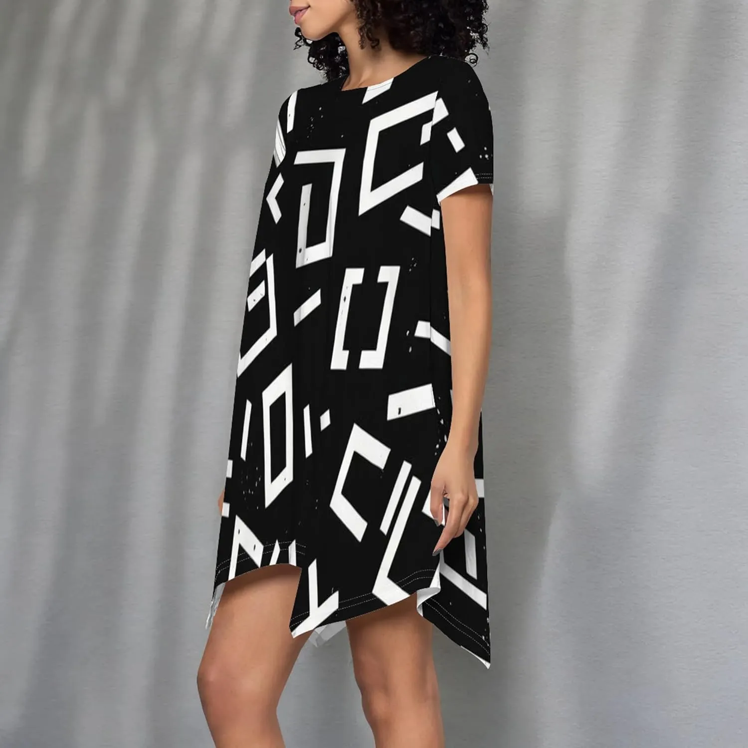 Women's Summer Casual T-Shirt Dress Loose Swing Shirt Short Sleeve Sexy Flowing Short Skirt with Leggings