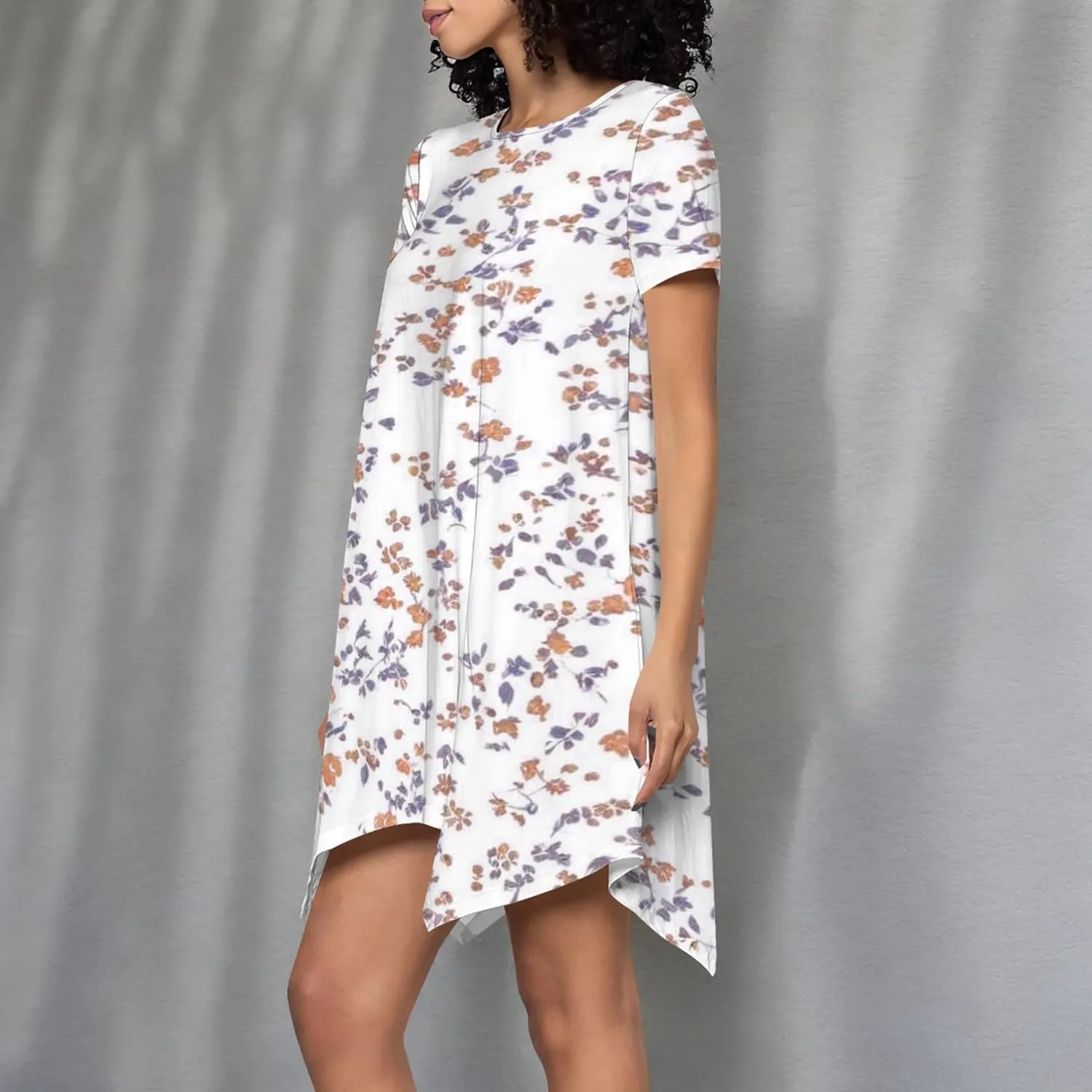Women's Summer Casual T-Shirt Dress Loose Swing Shirt Short Sleeve Sexy Flowing Short Skirt with Leggings
