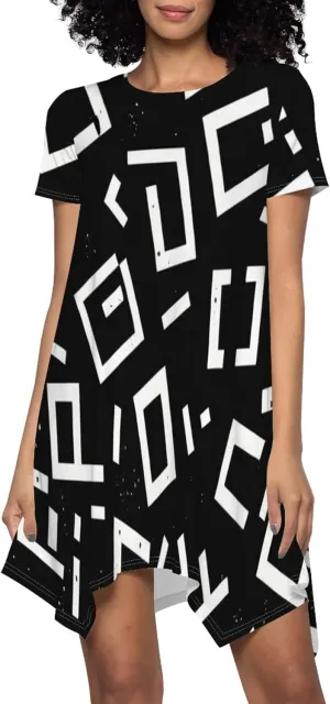 Women's Summer Casual T-Shirt Dress Loose Swing Shirt Short Sleeve Sexy Flowing Short Skirt with Leggings
