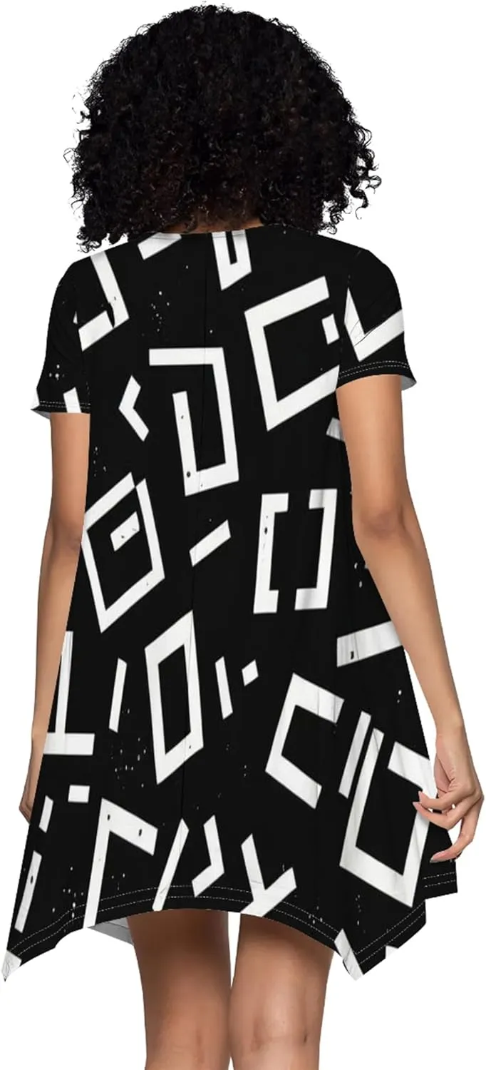 Women's Summer Casual T-Shirt Dress Loose Swing Shirt Short Sleeve Sexy Flowing Short Skirt with Leggings