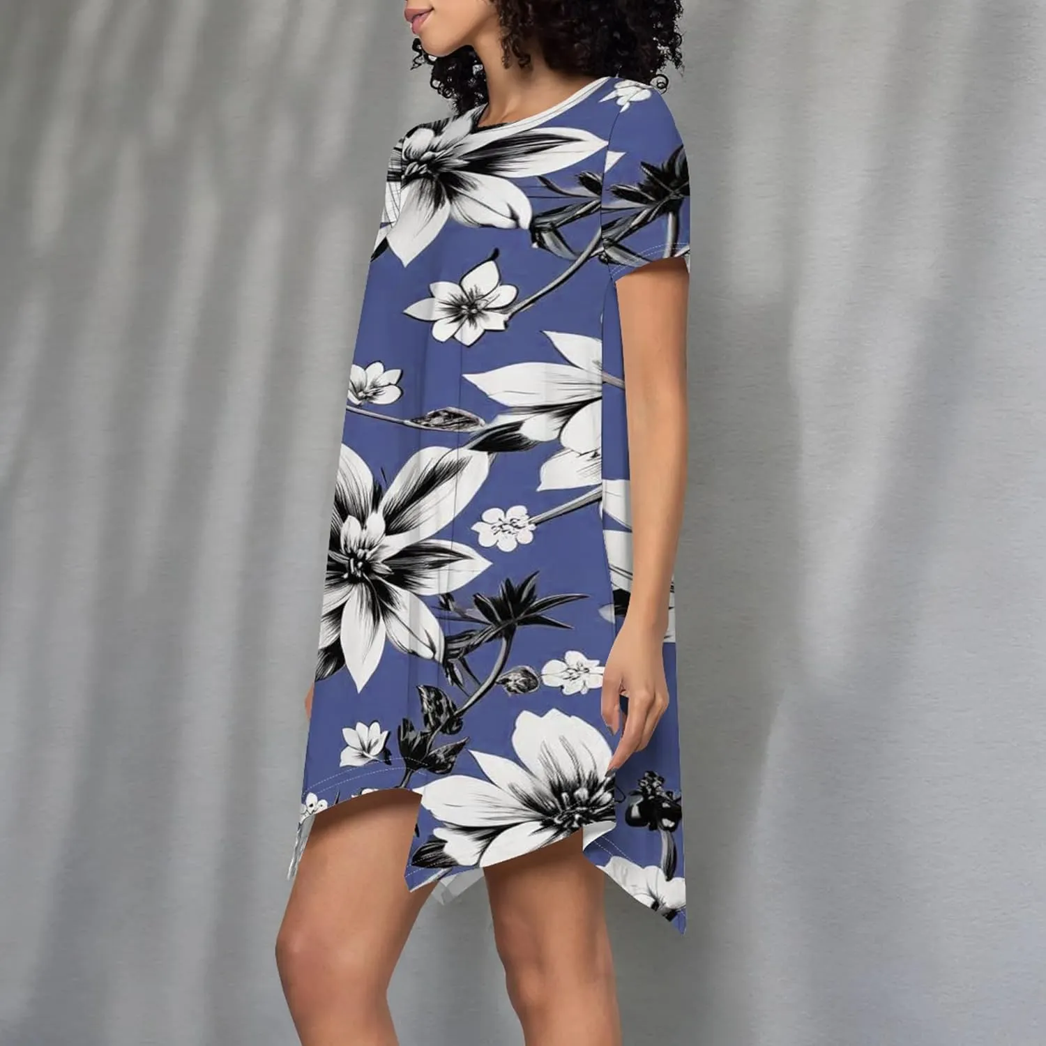 Women's Summer Casual T-Shirt Dress Loose Swing Shirt Short Sleeve Sexy Flowing Short Skirt with Leggings