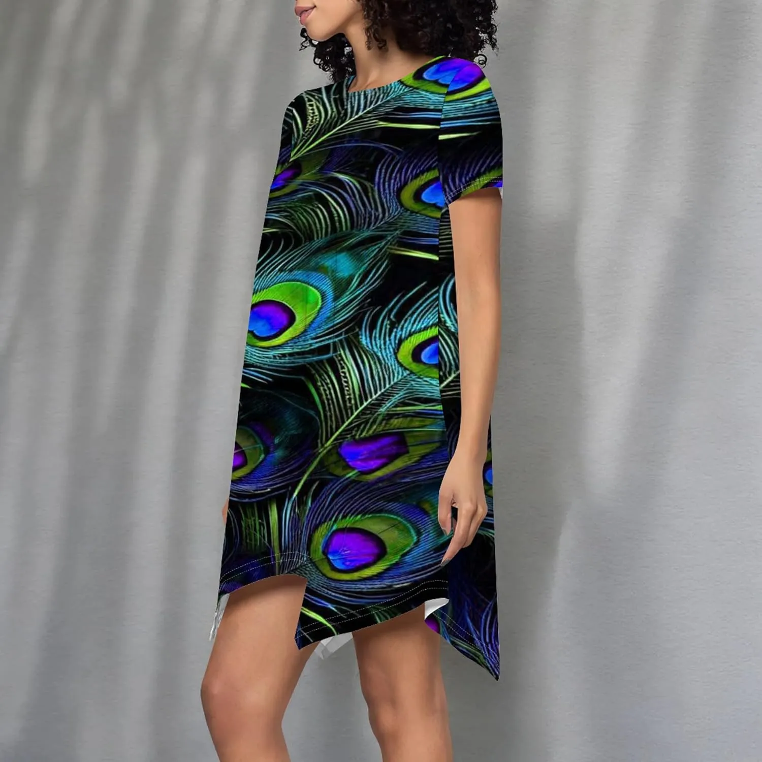 Women's Summer Casual T-Shirt Dress Loose Swing Shirt Short Sleeve Sexy Flowing Short Skirt with Leggings
