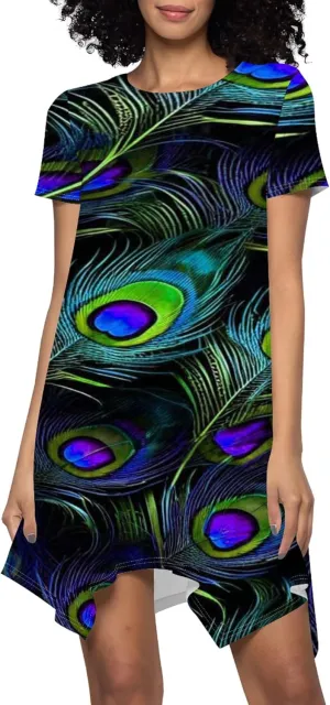 Women's Summer Casual T-Shirt Dress Loose Swing Shirt Short Sleeve Sexy Flowing Short Skirt with Leggings