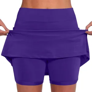 Womens Summer Skort High Waist Athletic Tight Fitness Tennis Skorts A Line Hiking Bodycon Mini Skirts Yoga Clothes