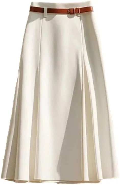 Women's Summer Solid Color Midi Skirt Elegant Casual Flowing A-Line Skirt