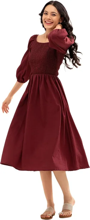 Women's Summer Sundress Dress Boat Neck 3/4 Sleeve Beach Flowy Casual Tank Top Dresses