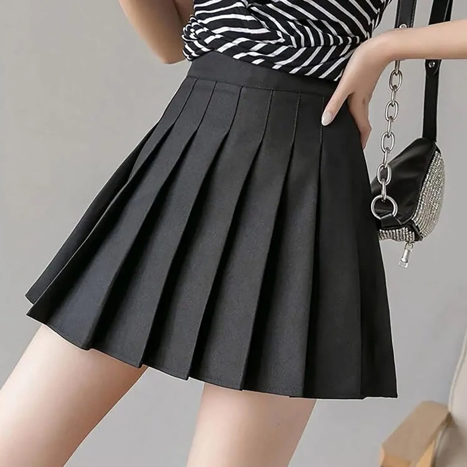 Women's Sundresses 2025 Summer Casual Loose Trendy Elastic High Waist Solid Color Pleated Sun Beach Mini Skirts, XS-3XL