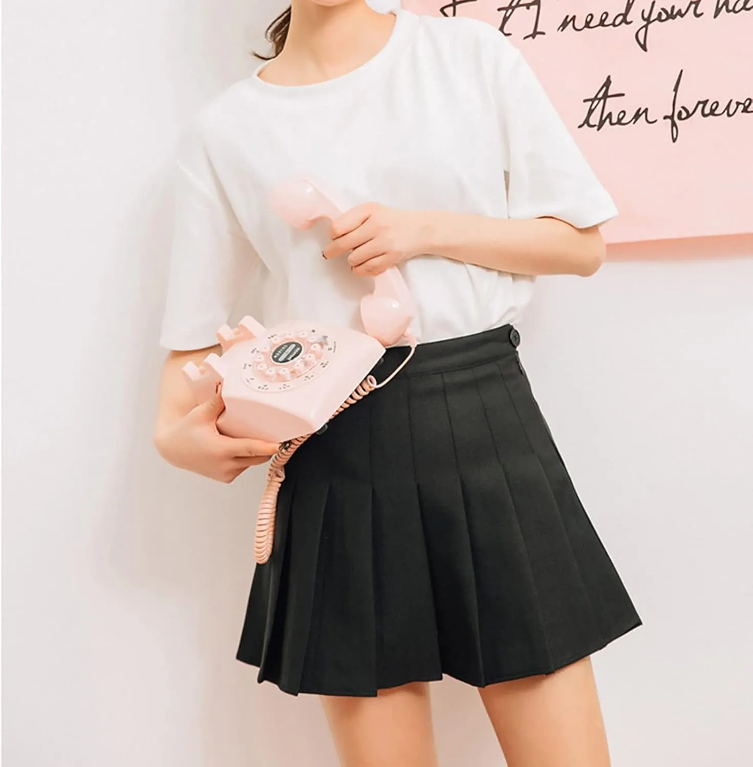 Women's Sundresses 2025 Summer Casual Loose Trendy Elastic High Waist Solid Color Pleated Sun Beach Mini Skirts, XS-3XL