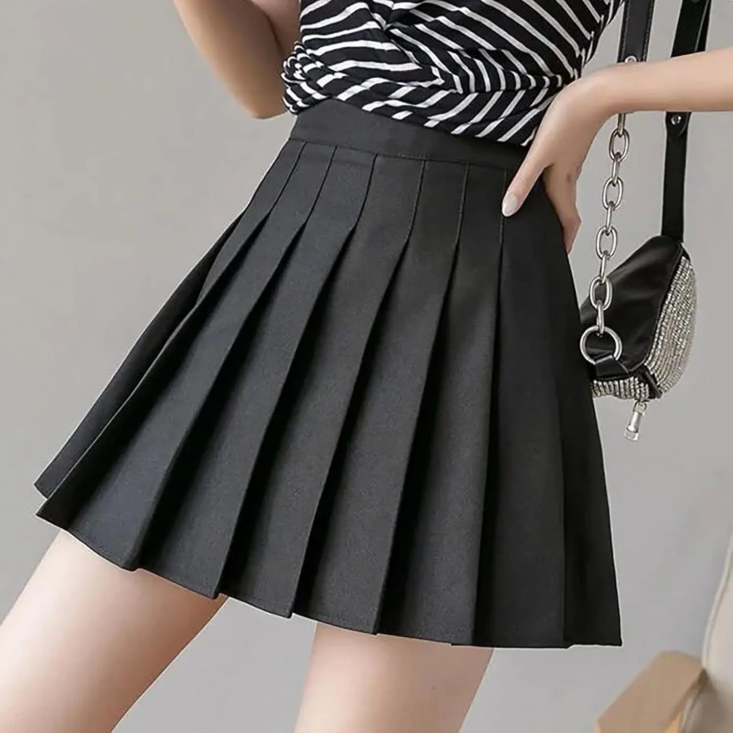 Women's Sundresses 2025 Summer Casual Loose Trendy Elastic High Waist Solid Color Pleated Sun Beach Mini Skirts, XS-3XL